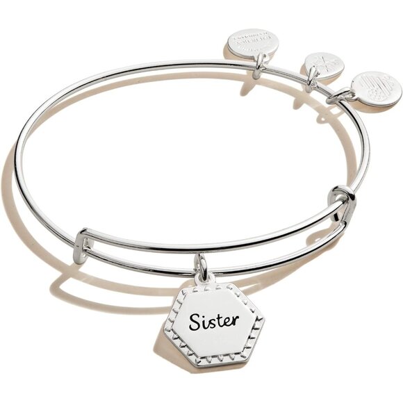 Sister Woven Together Charm Silver Adjustable Expandable Bracelet - Picture 1 of 4